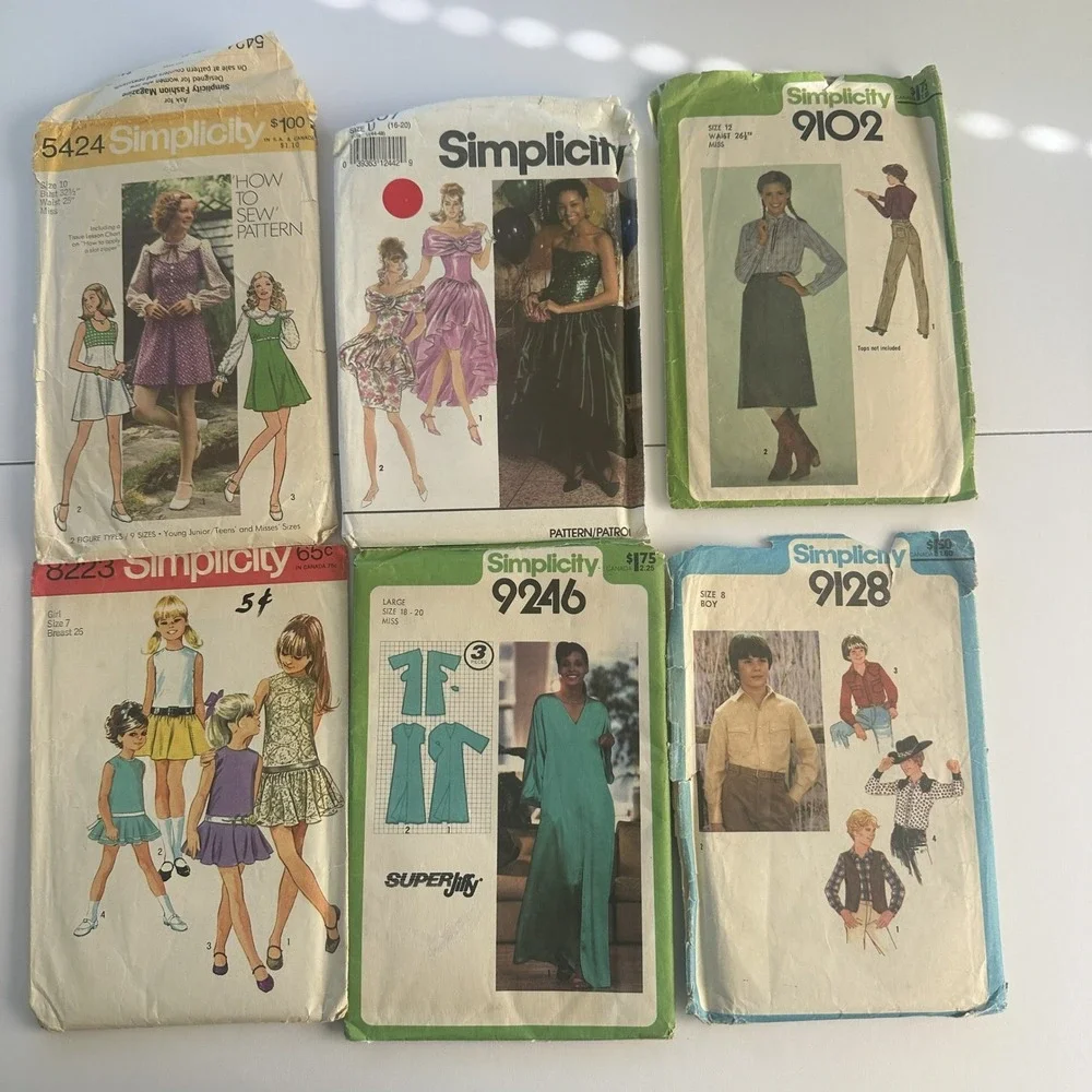 Vintage Simplicity Sewing Patterns Lot of 6 Women Girls Boys 5424 7807 9102 9246